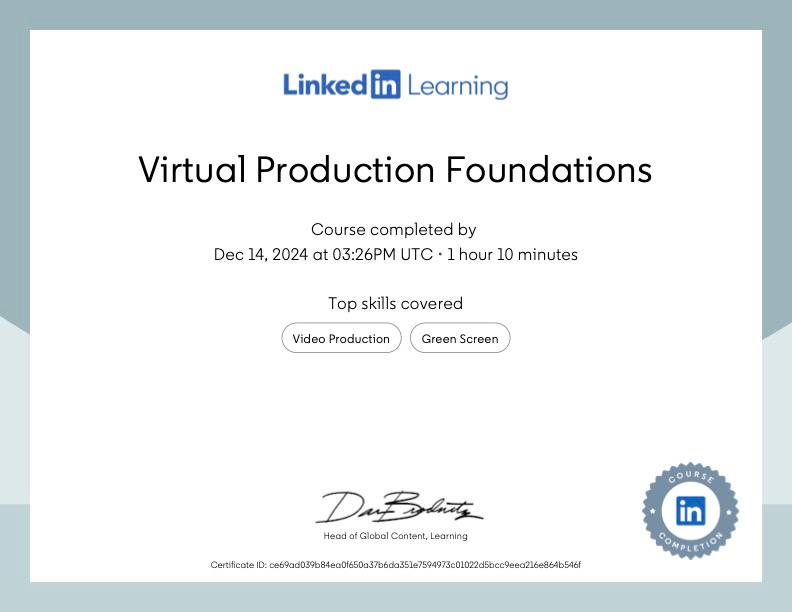 Virtual Production Foundations Course
